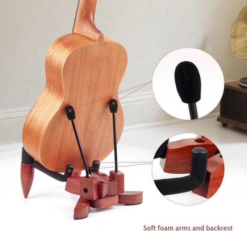 DIDA Foldable Wooden Ukulele Stand - Compact and Portable Storage for Ukulele, Mandolin and Violin Sturdy Design - Perfect for Home, Studio, or Concert Use (Rosewood) - Image 3